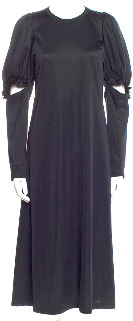 Comme des Garçons Japan. Black Triacetate Blend Crew Neck Midi Length Dress