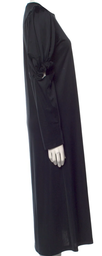 Comme des Garçons Japan. Black Triacetate Blend Crew Neck Midi Length Dress