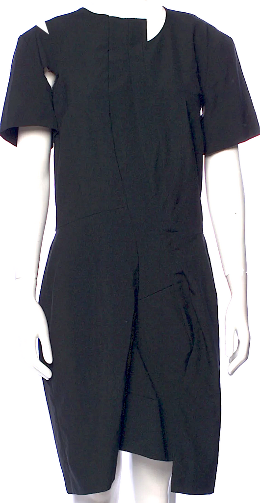 Comme des Garcons Japan. 2004 F/W Collection Vintage. Black PolyTech Fabric Dress