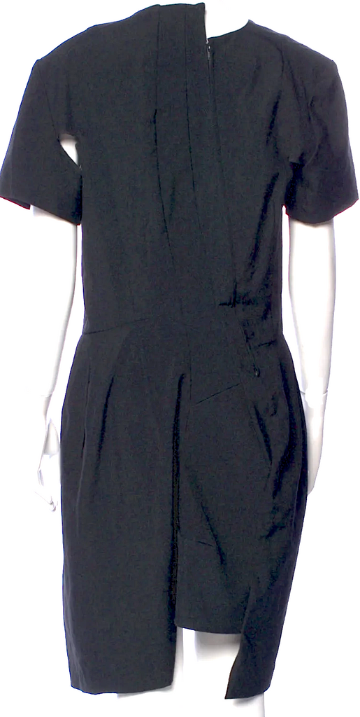 Comme des Garcons Japan. 2004 F/W Collection Vintage. Black PolyTech Fabric Dress