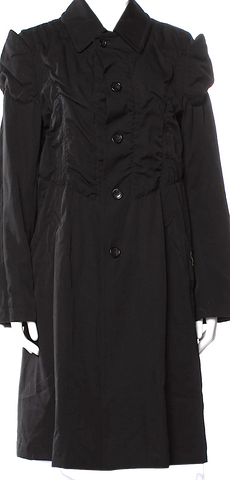 COMME des GARCONS JAPAN. Black Wool Gaba Scallop Hem Trench Coat