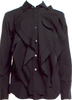 Comme des Garçons Japan. Black Ruffle Embellishments Long Sleeve Button-Up Top