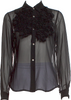 Comme des Garçons Japan. Black Silk Blend Long Sleeve Button-Up Top