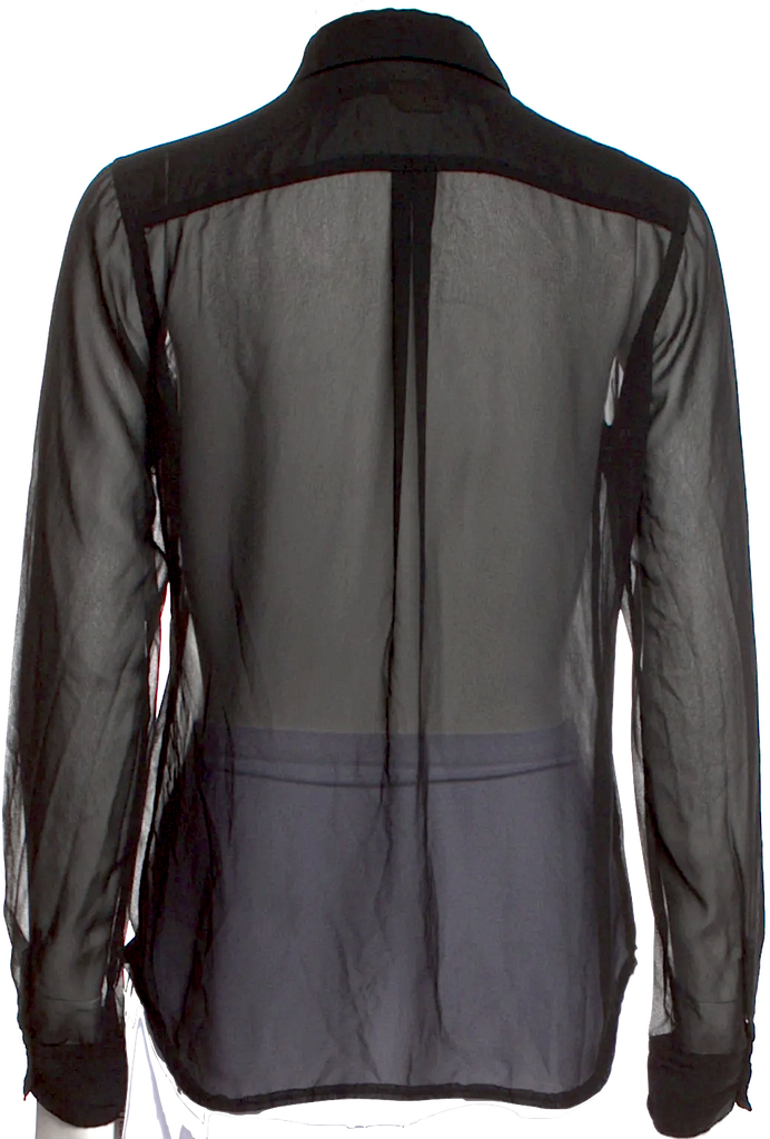 Comme des Garçons Japan. Black Silk Blend Long Sleeve Button-Up Top