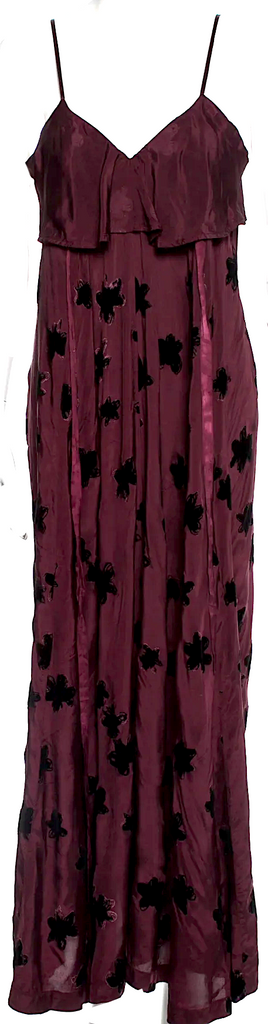 Comme des Garçons Comme des Garçons JAPAN. Burgundy Viscose Floral Print Long Dress