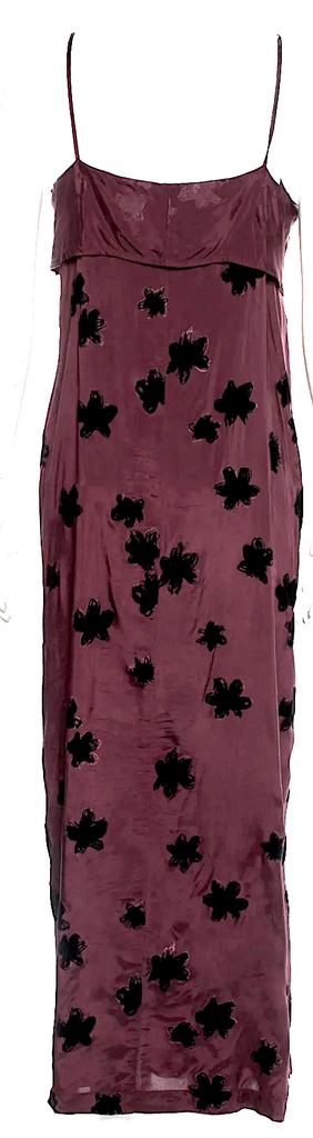 Comme des Garçons Comme des Garçons JAPAN. Burgundy Viscose Floral Print Long Dress