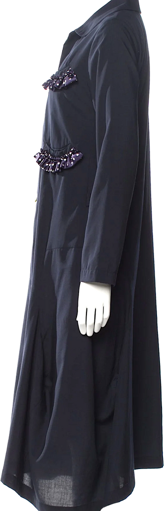 Comme des Garçons Japan. Dark Blue Silk Blend Long Dress