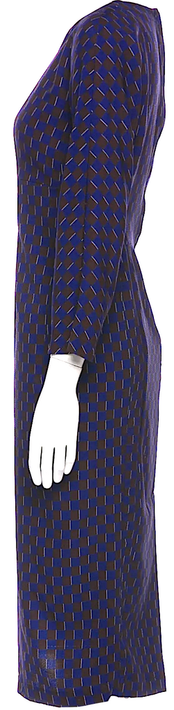 Comme des Garçons Japan. Black, Blue Nylon Printed Midi Length Dress