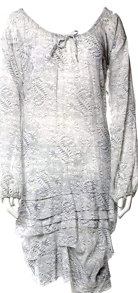 Comme des Garçons Japan. White/Grey Printed Mini Dress