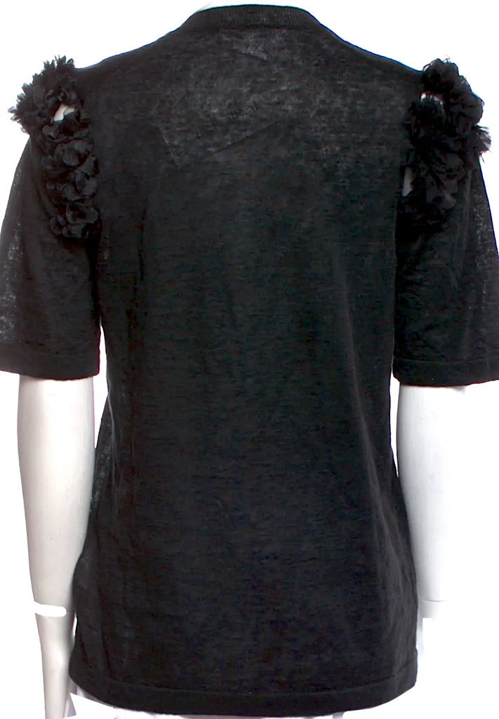 Comme des Garçons Comme des Garçons Japan. Black Poly/Linen Ruffle Embellishment Sweater
