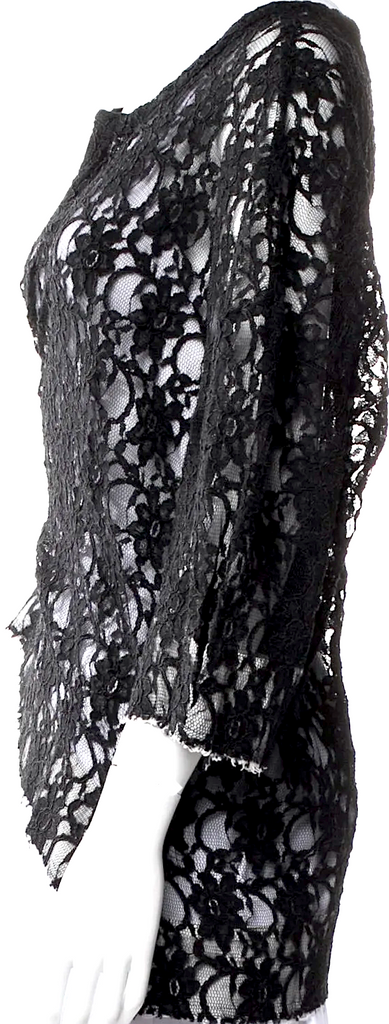 Comme des Garçons Comme des Garçons Japan. Black Cotton/Nylon Lace Printed Blouse