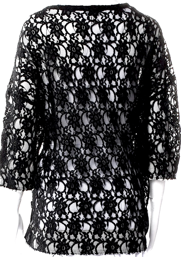 Comme des Garçons Comme des Garçons Japan. Black Cotton/Nylon Lace Printed Blouse