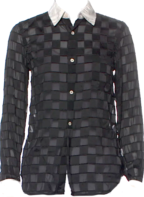 Comme des Garçons Japan. Dark Grey Patterned Long Sleeve Blouse