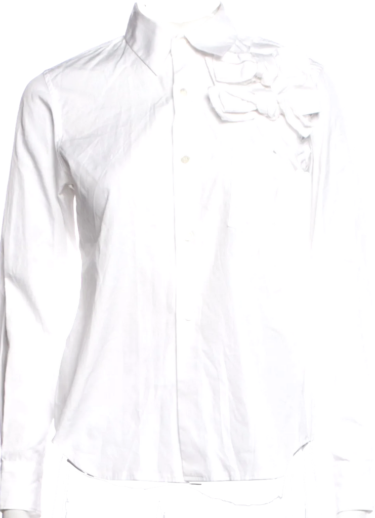 Comme des Garçons Japan. White  Long Sleeve Button-Up Top w/Embellishment