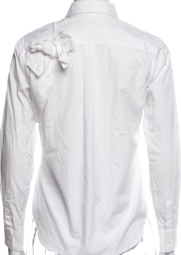 Comme des Garçons Japan. White  Long Sleeve Button-Up Top w/Embellishment