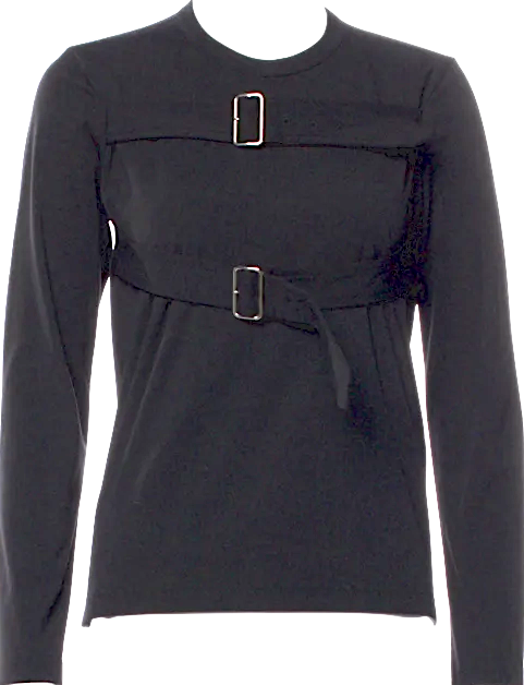 Comme des Garçons Comme des Garçons Japan. Black Belted Crew Neck Long Sleeve Top
