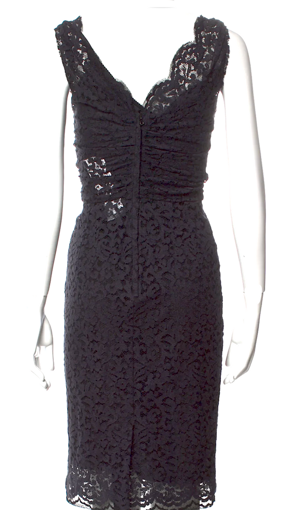 Dolce & Gabbana Italy. Black Acetate Blend Lace Pattern Dress