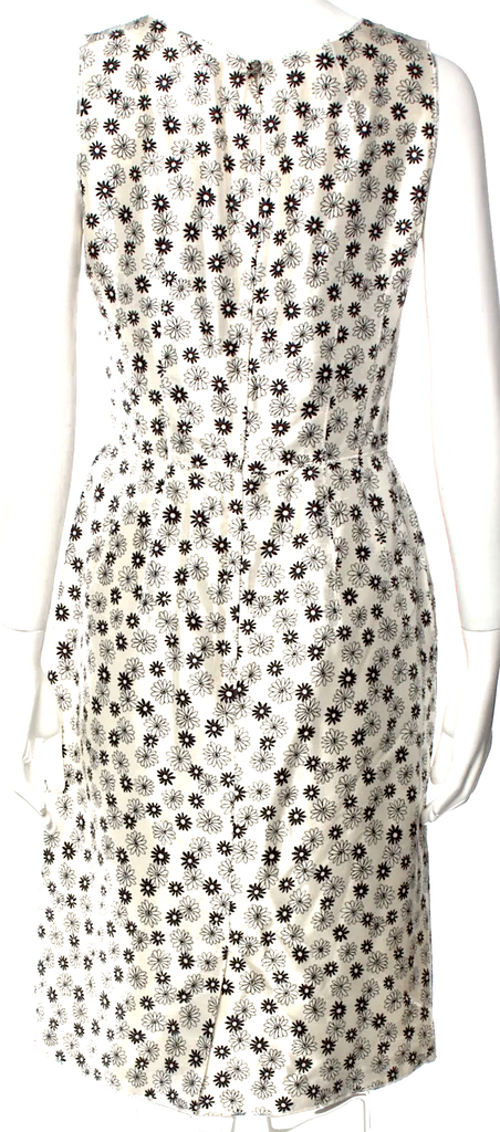 DOLCE & GABBANA Italy. White Silk B/W Floral Mod Print Flare Dress