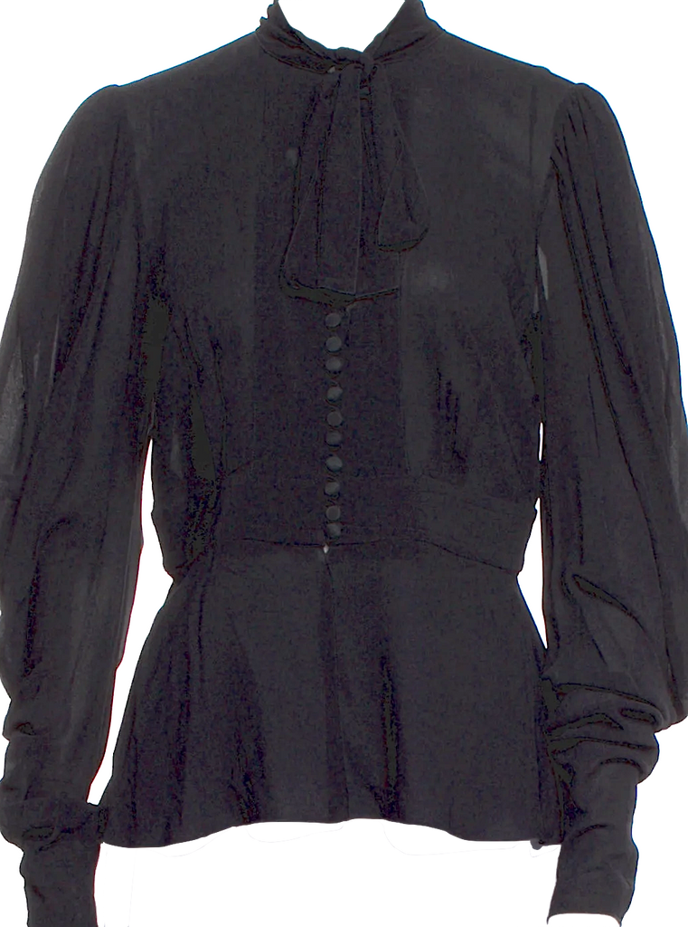 Dolce & Gabbana Italy. Black Mock Neck Long Sleeve Button-Up Top