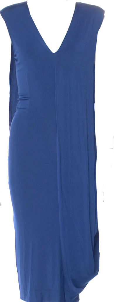 Donna Karan  NY. Blue V-Neck Midi Length Dress