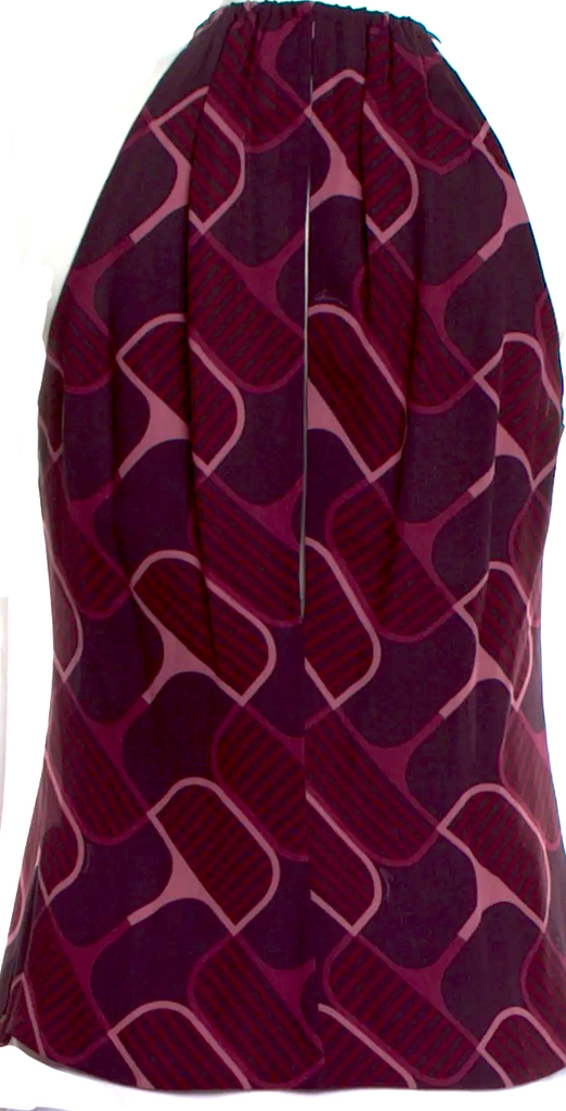 GUCCI Italy. Purple/Burgundy Silk Printed Blouse