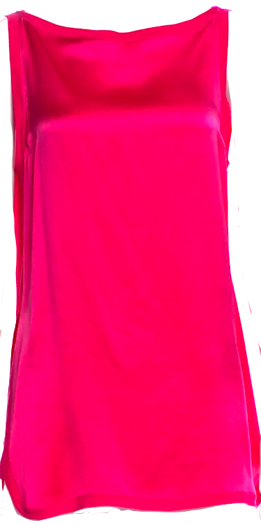 Gucci Italy. Interlocking GG Logo Fuschia Silk Bateau Neckline Top