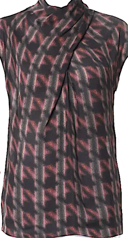 Gucci Italy. Interlocking GG Logo Fuschia Silk Bateau Neckline Top