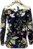 Gucci ITALY. Dark Gray Cotton Floral Print Long Sleeve Blouse