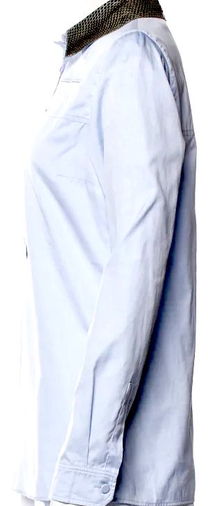 Gucci Italy. 2014 Collection Blue Long Sleeve Button-Up Top