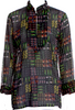 Gucci Italy. Printed Abstract Cotton Mock Neck Blouse