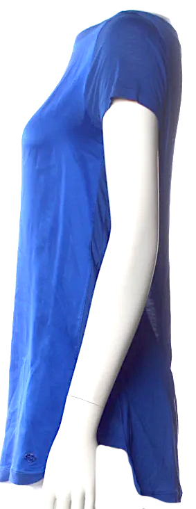 Gucci Italy. Blue Silk Bateau Neckline Top