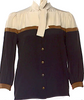 Gucci Italy. Black/Khaki Silk Colorblock Pattern Blouse