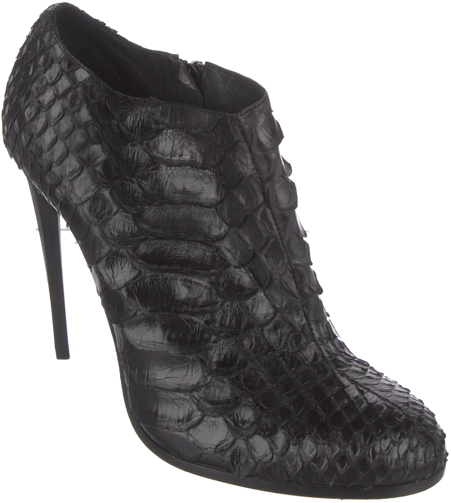 Haider Ackermann Belgium. Black Python Animal Print Lace-Up Boots Size: 9.5