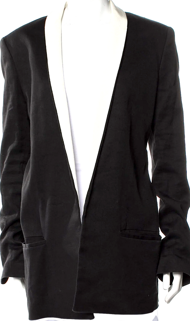 Haider Ackermann Belgium. Black Rayon/Linen Coat