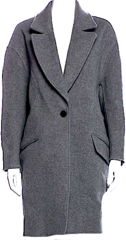 Isabel Marant Paris. Black/Gray Virgin Wool Plaid Print Coat