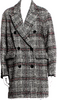 Isabel Marant Paris. Black/Gray Virgin Wool Plaid Print Coat