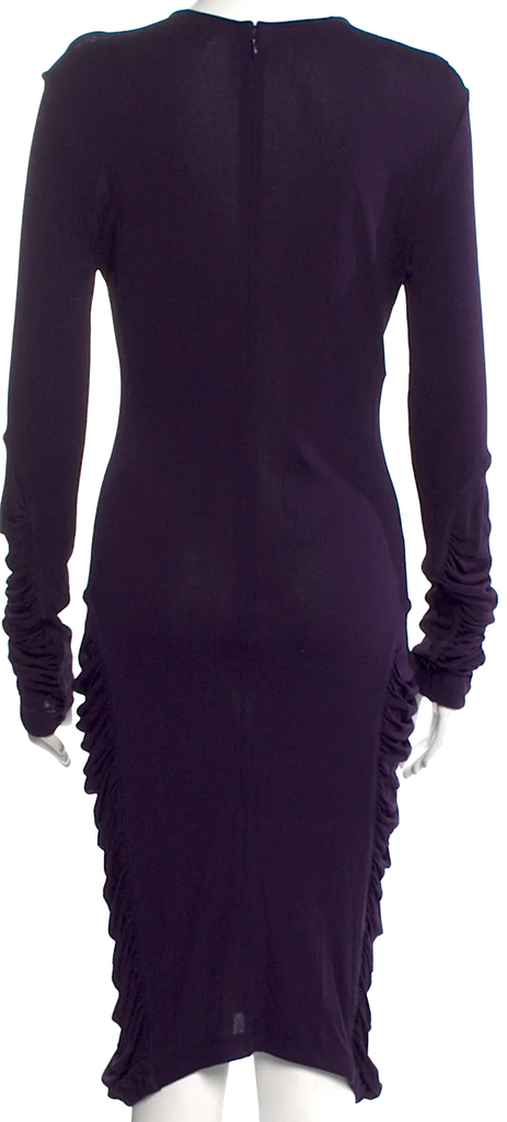 Jean Paul Gaultier Paris. 2010s Collection. Vintage Eggplant Color Rayon Knee-Length Dress