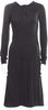Jil Sander Black Viscose/Nylon Blend Crew Neck Midi Length A-Line Dress