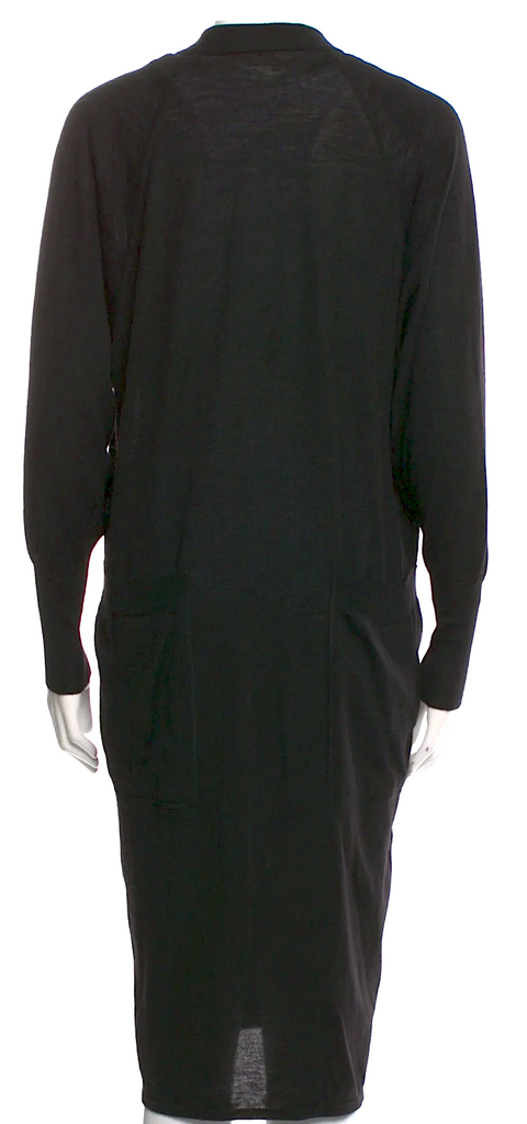 Jil Sander Black Wool Plunge Neckline Sweater Dress
