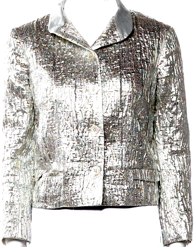 Jil Sander Metallic Silver Printed Evening Jacket