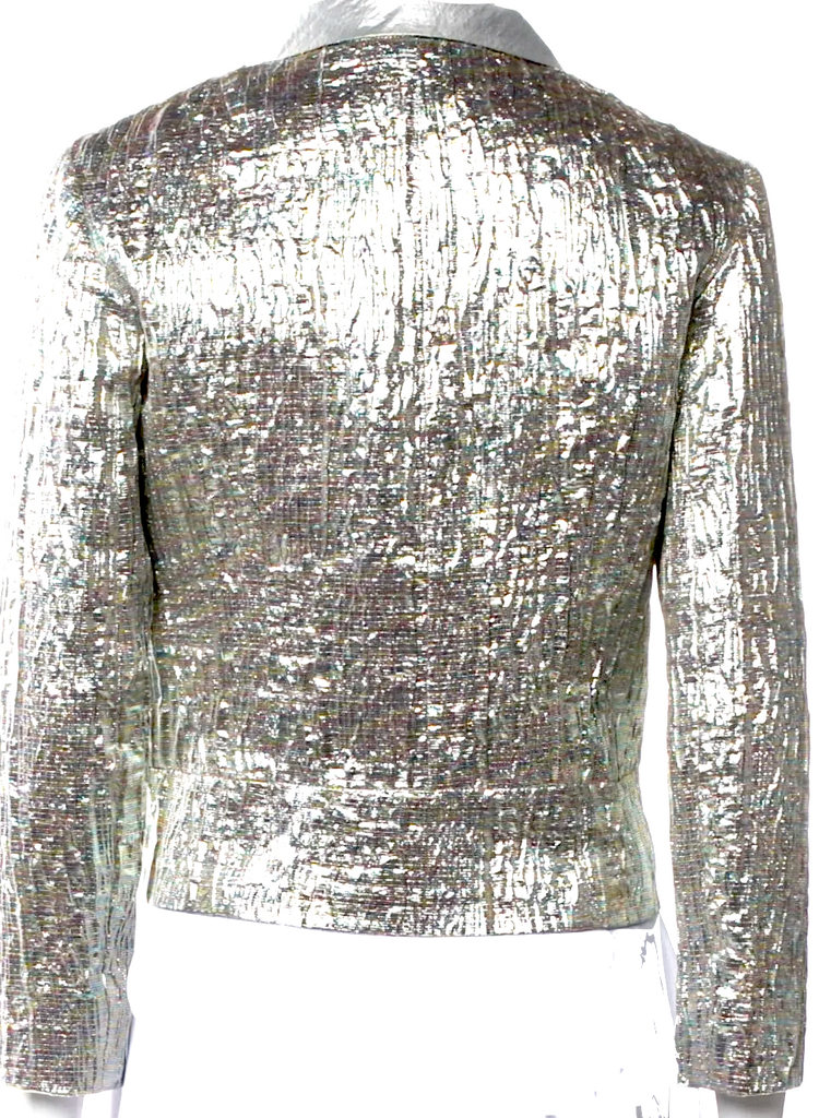 Jil Sander Metallic Silver Printed Evening Jacket