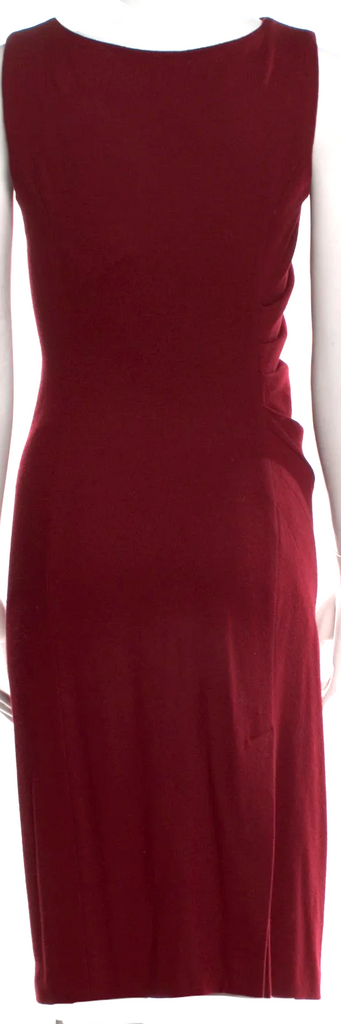 Jil Sander Burgundy Color Virgin Wool Midi Length Dress