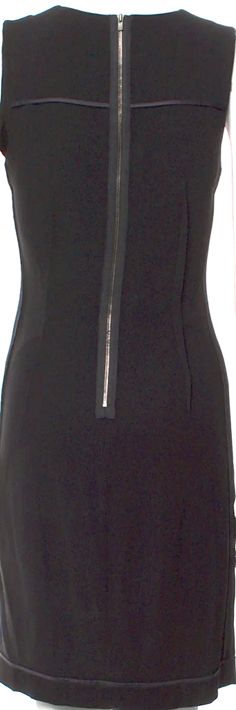 JOSEPH LONDON. Black & Grey Acetate Blend Crew Neck Mini Dress