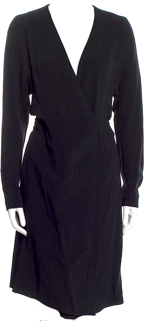 Joseph Italy. Black Plunge Neckline Knee-Length Dress