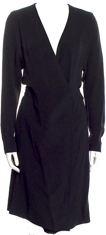 Gucci Italy. Black Rayon, Acetate, Nylon Belted Dress