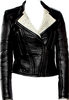 Joseph LONDON. Black Leather Colorblock Pattern Biker Jacket
