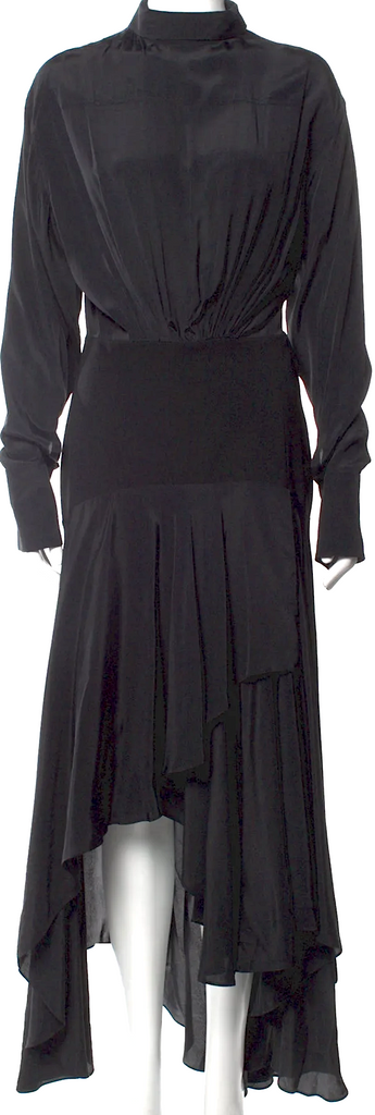 J.W. Anderson UK. Black Viscose/Silk Blend Turtleneck Long Dress