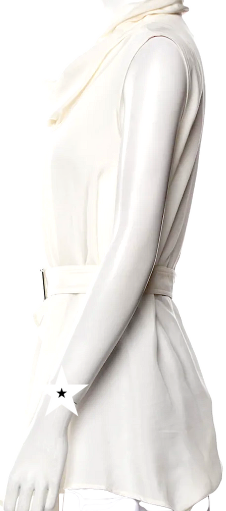 J.W. Anderson UK. White Cupro Cowl Neck Sleeveless Tunic