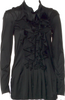 Comme des Garçons Japan. Junya Watanabe. Black Long Sleeve Ruffle Front Button-Up Top