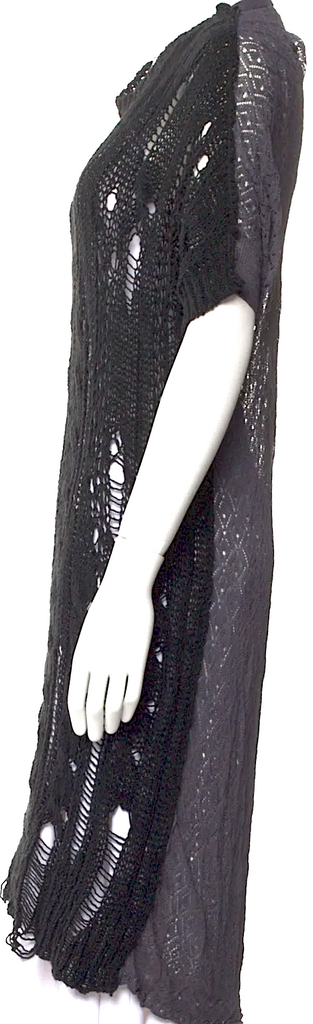 Comme des Garçons Japan. Junya Watanabe Black Wool Blend  Intentionally Distressed Sweater Dress